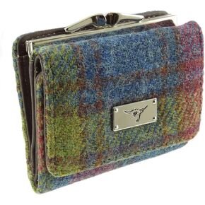 Harris Tweed Unst Small Purse in Black Watch Wallet Birthday Gift (Multi Colour Tartan)