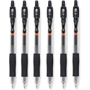 Pilot G2 Black Rollerball Pen, Retractable, Refillable, Extra Fine, 0.5mm Tip, 0.3mm Line, G2-5 (Pack of 6), SG_B00MBL5AMY_US