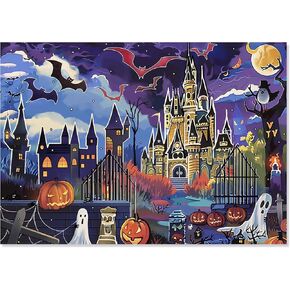 500 Piece Halloween Fright Night Castle Jigsaw Puzzle for Adults - 20" x 14" Horror Castle Puzzle Pieces, Halloween Decoration Party Favors, Home Decorations