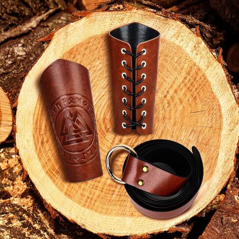 3Pcs Renaissance Accessories,Medieval Leather Double Shoulder Armor,Viking Leather Bracers Arm Guards,Knight Leather Belt in Saudi Arabia