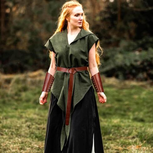 3Pcs Renaissance Accessories,Medieval Leather Double Shoulder Armor,Viking Leather Bracers Arm Guards,Knight Leather Belt in Saudi Arabia