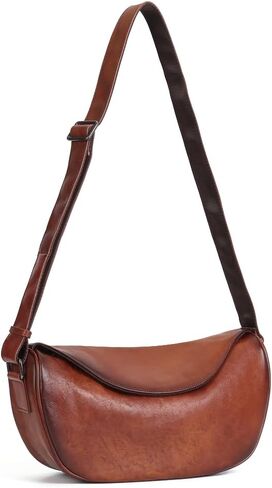 Leather Crossbody Bag Purse for Women Men,Crescent Shoulder Bag Small Cross Body Dumpling Bag Half Moon Adjustable in Kuwait