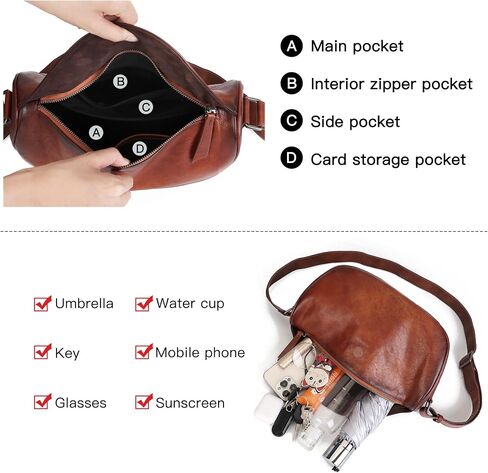 Leather Crossbody Bag Purse for Women Men,Crescent Shoulder Bag Small Cross Body Dumpling Bag Half Moon Adjustable in Kuwait