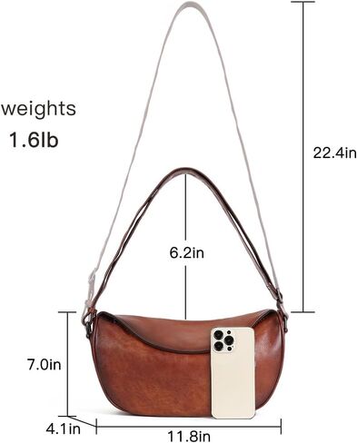 Leather Crossbody Bag Purse for Women Men,Crescent Shoulder Bag Small Cross Body Dumpling Bag Half Moon Adjustable in Kuwait