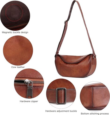 Leather Crossbody Bag Purse for Women Men,Crescent Shoulder Bag Small Cross Body Dumpling Bag Half Moon Adjustable in Kuwait