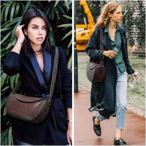 Leather Crossbody Bag Purse for Women Men,Crescent Shoulder Bag Small Cross Body Dumpling Bag Half Moon Adjustable in Kuwait