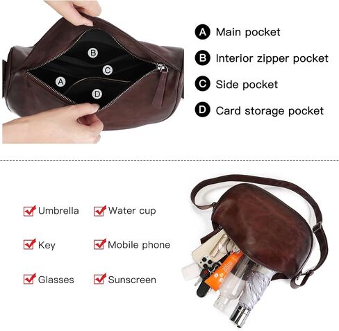 Leather Crossbody Bag Purse for Women Men,Crescent Shoulder Bag Small Cross Body Dumpling Bag Half Moon Adjustable in Kuwait