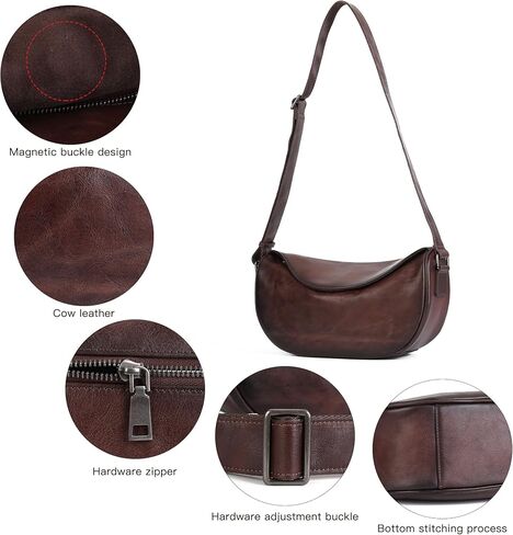 Leather Crossbody Bag Purse for Women Men,Crescent Shoulder Bag Small Cross Body Dumpling Bag Half Moon Adjustable in Kuwait