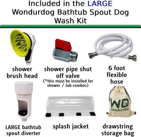 Wondurdog Bathtub Spout & Garden Hose Attachment Dog Wash Kit | Wash Your Pet. Don't Get Wet with Rubber Grooming Teeth and Splash Shield in Saudi Arabia