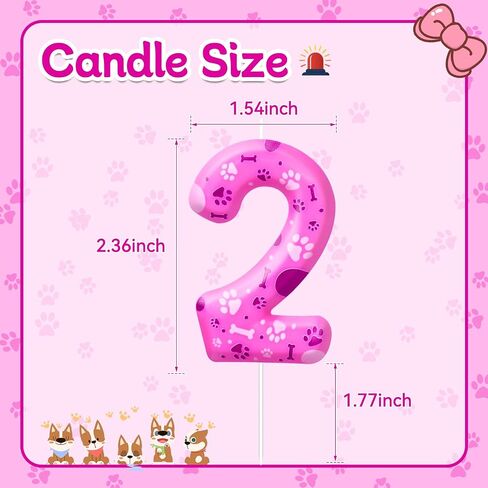Number 2 Pink Purple Dog Paw Birthday Candles Birthday Cake Topper Pink Dog Paw Print Themed Numeral Birthday Candles for Boy Girl Dog Paw Birthday Decoration(Number 2, Pink,Purple) in Saudi Arabia