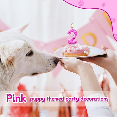 Number 2 Pink Purple Dog Paw Birthday Candles Birthday Cake Topper Pink Dog Paw Print Themed Numeral Birthday Candles for Boy Girl Dog Paw Birthday Decoration(Number 2, Pink,Purple) in Saudi Arabia