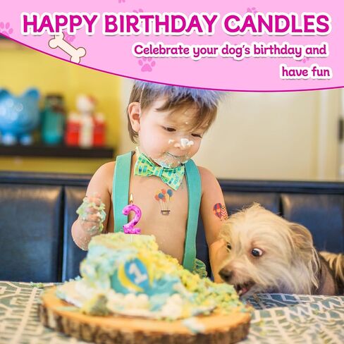Number 2 Pink Purple Dog Paw Birthday Candles Birthday Cake Topper Pink Dog Paw Print Themed Numeral Birthday Candles for Boy Girl Dog Paw Birthday Decoration(Number 2, Pink,Purple) in Saudi Arabia