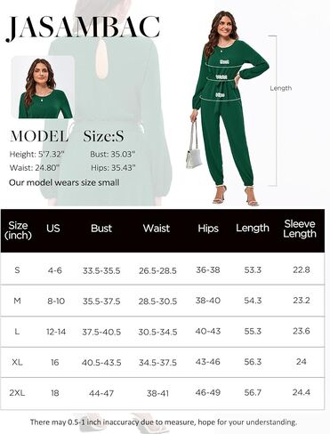 JASAMBAC Womens Jumpsuits Dressy Casual One Piece Crewneck Long Sleeve High Waist Stretchy Long Pants Rompers with Pockets in Saudi Arabia