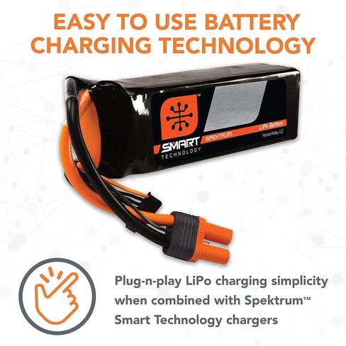 Spektrum Smart RC LiPo Battery Pack: 5000mAh 6S 22.2V 100C, IC5 Connectors (EC5 Compatible), SPMX50006S100, Black in Saudi Arabia