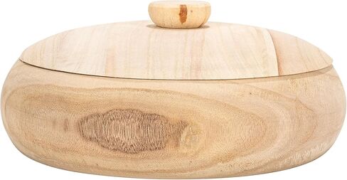 Creative Co-Op Decorative Natural Paulownia Wood Container with Lid in Saudi Arabia