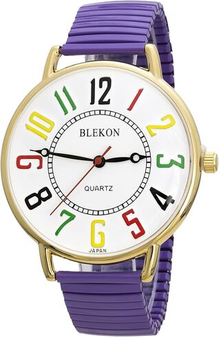 Blekon Original Women Wrist Watch – Super Large 43mm White face Stainless Steel Stretch Band Watch Sturdy Stylish and Durable Analog Display Japan Movement Fashion Watch in Kuwait
