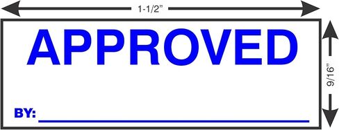 AS-IMP1114B - Approved Stamp with by: Line, Blue Ink, Heavy Duty Commerical Self-Inking Rubber Stamp, 9/16" x 1-1/2" Impression in Kuwait