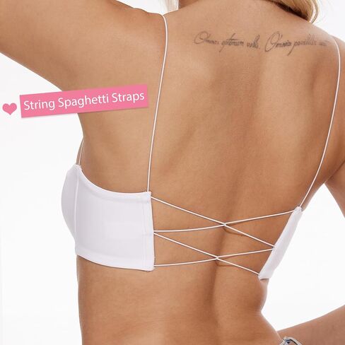 Seamless Bandeau Bra for Women Spaghetti Bralette Wirefree Square Neckline Low Back Bra Top in Saudi Arabia