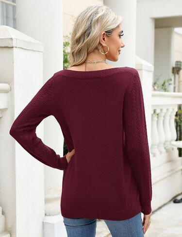LOMON Women's Light Sweater Long Sleeve Knit Pullover Boat Neck Casual 2024 Winter Fitted Sweater in Saudi Arabia