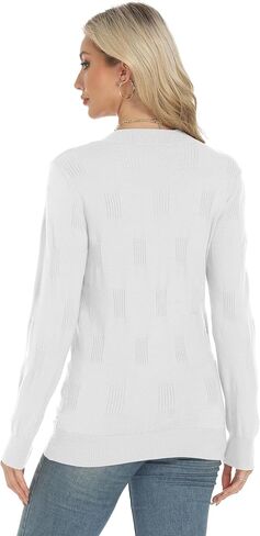 Buauty Womens 2024 Fashion V Neck Long Sleeve Knitted Ribbed Pullover Sweaters Casual Lightweight Loose Fit Jumper Tops in Saudi Arabia