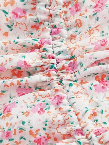 Women's 2 Piece Y2K Floral Print Spaghetti Strap Shirred Cami Crop Top and Drawstring Ruffle Hem Skirt Sets Multicolor Large in Saudi Arabia