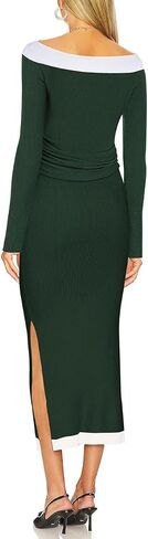 Lrady Women's Two Piece Maxi Skirt Sets Ribbed Knit Long Sleeve Tops Slit Bodycon Skirts Casual Party Dress Set in Saudi Arabia