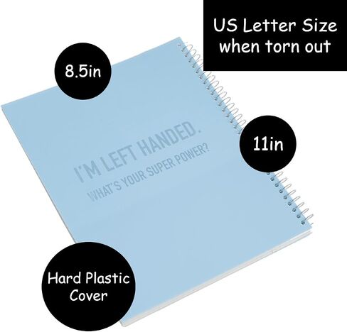 Urby Left Handed Notebooks College Ruled, Hard Plastic Cover w. Inside Pocket. Ideal Gifts For Left Handed People. 200 Pages. Perforated. US Letter Size. 11x8.5 in. Grey in Saudi Arabia