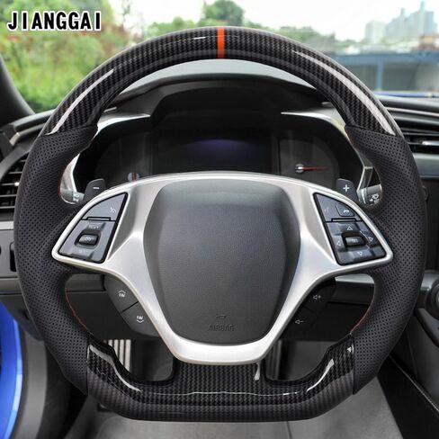 Hydro Dip Carbon Fiber Steering Wheel Fit For Chevy Corvette C7 2014 2015 2016 2017 2018 2019 Interior Accessories, for Chevy C7 Z06 Z51 ZR1 Stingray Grand Sport in Saudi Arabia