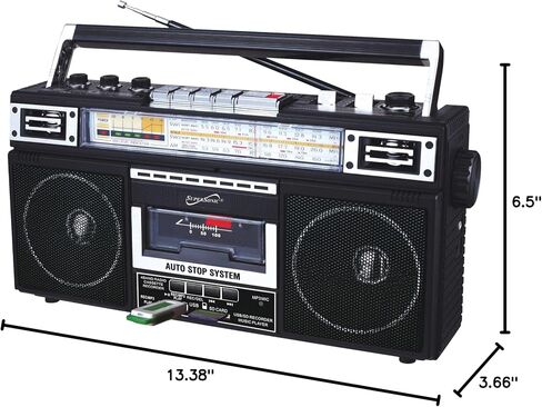 Supersonic SC-3201BT 4 Band Radio & Cassette Player Boombox, Bluetooth Speaker, AM/FM/SW Radio with MP3 Playback, USB & SD Card, 3 Band EQ and Earphone Jack. (Teal) in Saudi Arabia