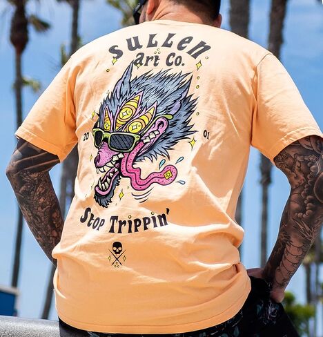Sullen Trippin Short Sleeve Premium Fit Vintage Tattoo Skull Graphic T-Shirt for Men in Saudi Arabia