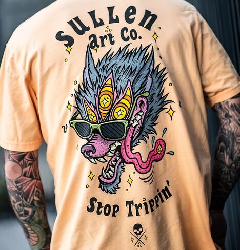 Sullen Trippin Short Sleeve Premium Fit Vintage Tattoo Skull Graphic T-Shirt for Men in Saudi Arabia
