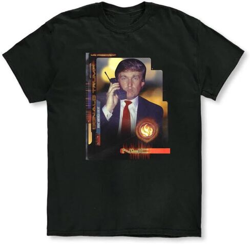 Trump Trading Card T-Shirt US President NYC Make America Great Black in Saudi Arabia