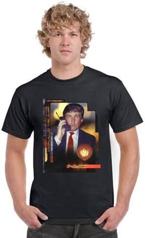 Trump Trading Card T-Shirt US President NYC Make America Great Black in Saudi Arabia