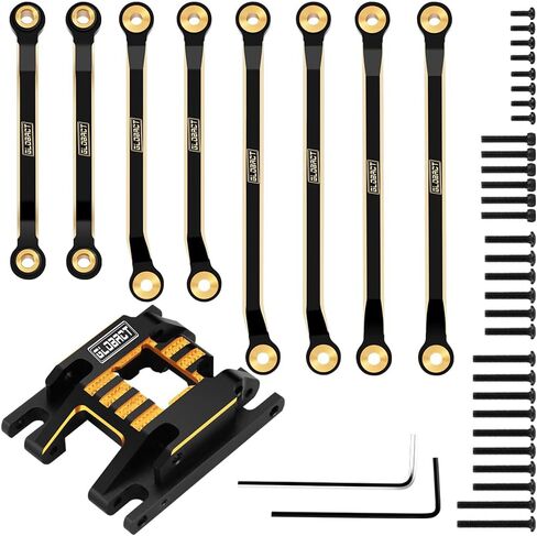 GLOBACT for 1/18 TRX4M Brass High Clearance Chassis Links Suspension Links and Aluminum Skid Plate Transmission Mount RC Crawler Car Upgrades Accessories in Saudi Arabia