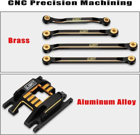 GLOBACT for 1/18 TRX4M Brass High Clearance Chassis Links Suspension Links and Aluminum Skid Plate Transmission Mount RC Crawler Car Upgrades Accessories in Saudi Arabia