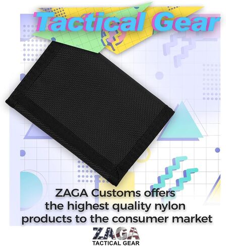 محفظة ZAGA Customs ثلاثية الطي من النايلون الباليستي بإغلاق بحلقة وخطاف | محفظة ريترو ستايل | محفظة متينة من النايلون الباليستي المقاوم للماء | محفظة حامل بطاقات الهوية من الدرجة التكتيكية | صنع في الولايات المتحدة الأمريكية in Saudi Arabia