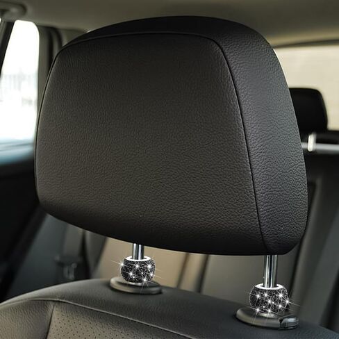 4PCS Bling Car Headrest Collars, Crystal Rhinestone Vehicle Head Rest Collars Decorative Rings, Diamond Automotive Seat Interior Charms Accessories, Universal for SUV, Sedan, Truck (Black) in Kuwait