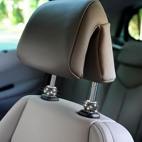 4PCS Bling Car Headrest Collars, Crystal Rhinestone Vehicle Head Rest Collars Decorative Rings, Diamond Automotive Seat Interior Charms Accessories, Universal for SUV, Sedan, Truck (Black) in Kuwait