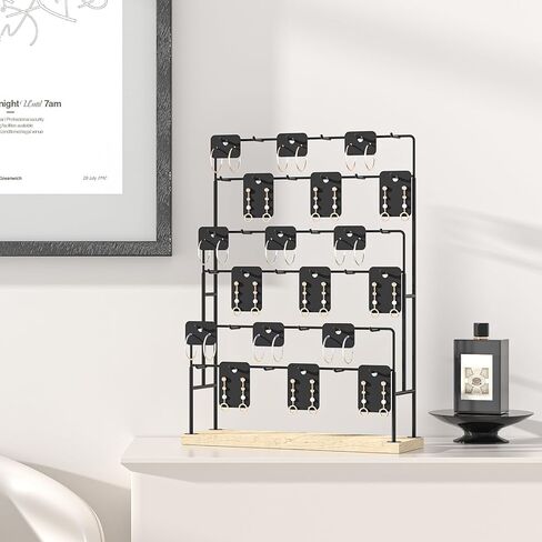 عرض المجوهرات من Julysky للبائعين، منظم حامل القرط 36 خطافًا، حامل القرط للأقراط المعلقة، حامل عرض القرط، حامل منظم القرط، شجرة القرط (أسود) in Kuwait