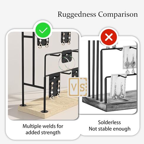 عرض المجوهرات من Julysky للبائعين، منظم حامل القرط 36 خطافًا، حامل القرط للأقراط المعلقة، حامل عرض القرط، حامل منظم القرط، شجرة القرط (أسود) in Kuwait