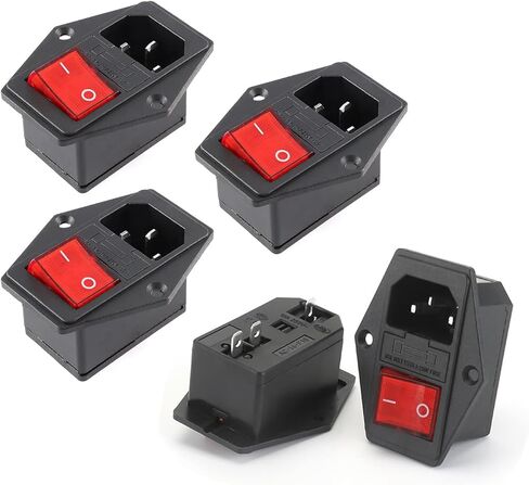 مقبس طاقة التيار المتردد AC-14-F16A مقبس الطاقة 10 أمبير فيوز ثلاثة في واحد مقبس الطاقة مع محول مقبس الطاقة المتكامل KCD4 موصل الطاقة النحاسي 5 قطع in Kuwait