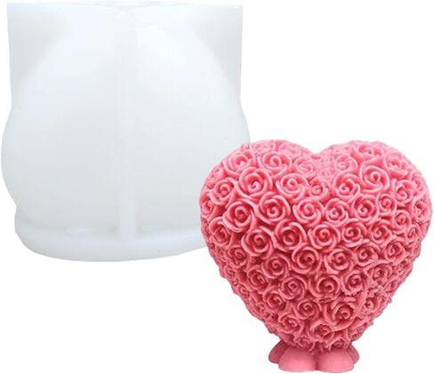 3D Rose Heart Shaped Candle Soap Silicone Mold Fondant Chocolate Candy Cake Decorating Mold Plaster Resin Polymer Clay Mould Wedding Valentine's Day Decor in Saudi Arabia