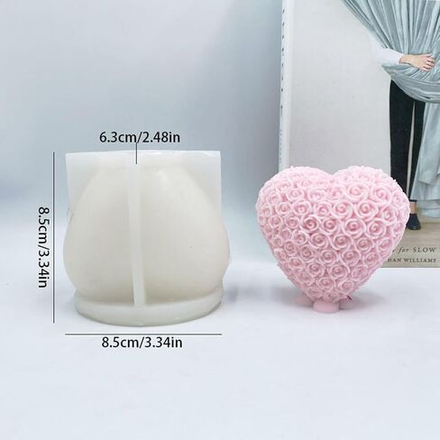 3D Rose Heart Shaped Candle Soap Silicone Mold Fondant Chocolate Candy Cake Decorating Mold Plaster Resin Polymer Clay Mould Wedding Valentine's Day Decor in Saudi Arabia
