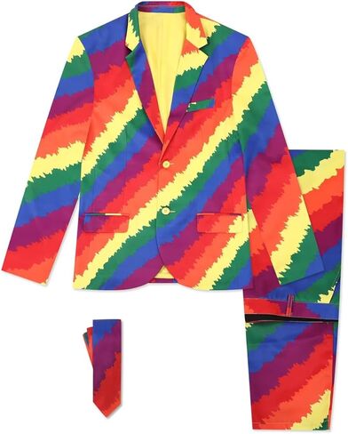 Men's 3-Piece Pride Rainbow Suits, Two Button Jacket & Pants & Tie in Kuwait
