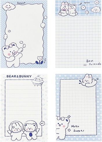 4 Pack Sticky Notes Cute Sticky Memo Pads 3.5x2.3inch Kawaii Cartoon Bear Sticky Note Pad Self-Stick Notepad Stickies 80 Sheet/Pad (4Pcs Bear) in Saudi Arabia