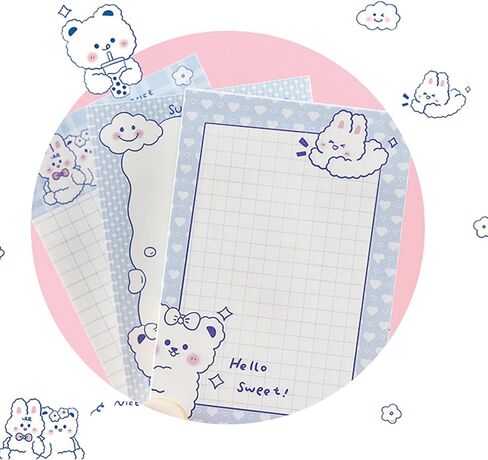 4 Pack Sticky Notes Cute Sticky Memo Pads 3.5x2.3inch Kawaii Cartoon Bear Sticky Note Pad Self-Stick Notepad Stickies 80 Sheet/Pad (4Pcs Bear) in Saudi Arabia
