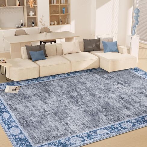 9X12 Area Rugs for Living Room: Large Rug for Bedroom Non-Slip Stain Resistance Low Pile, Machine Washable Rugs Indoor Accent Carpet for Bedroom Dining Room, Kitchen, Home Office, Green in Saudi Arabia
