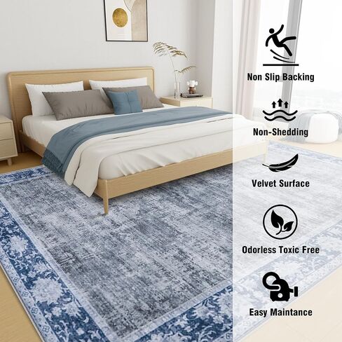 9X12 Area Rugs for Living Room: Large Rug for Bedroom Non-Slip Stain Resistance Low Pile, Machine Washable Rugs Indoor Accent Carpet for Bedroom Dining Room, Kitchen, Home Office, Green in Saudi Arabia