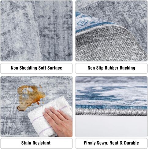9X12 Area Rugs for Living Room: Large Rug for Bedroom Non-Slip Stain Resistance Low Pile, Machine Washable Rugs Indoor Accent Carpet for Bedroom Dining Room, Kitchen, Home Office, Green in Saudi Arabia