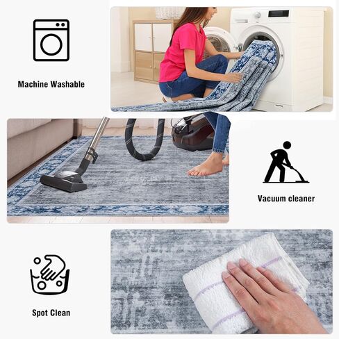 9X12 Area Rugs for Living Room: Large Rug for Bedroom Non-Slip Stain Resistance Low Pile, Machine Washable Rugs Indoor Accent Carpet for Bedroom Dining Room, Kitchen, Home Office, Green in Saudi Arabia